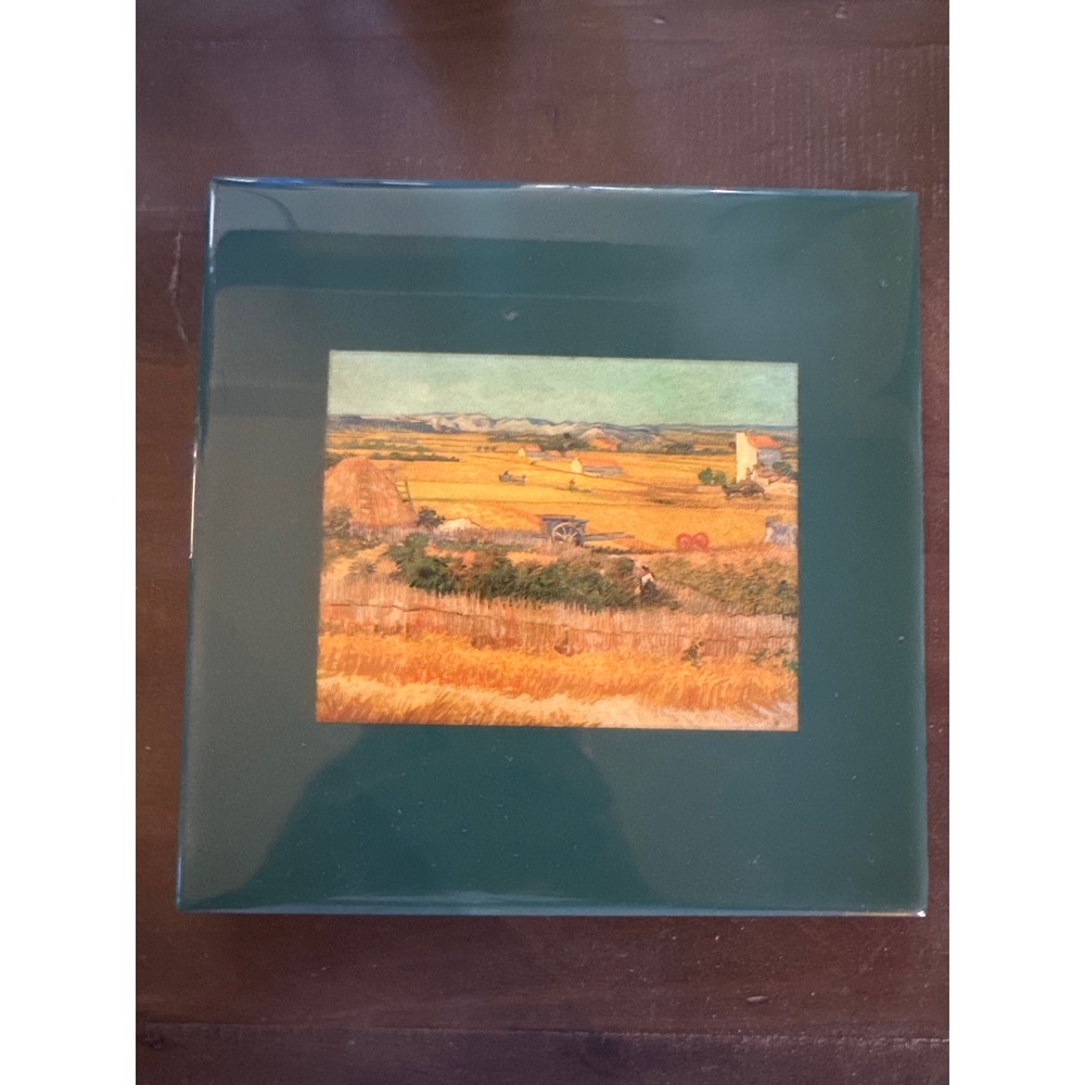 Grander Images Vincent Van Gogh The Harvest Ceramic Art Tile 8x8 Green Border